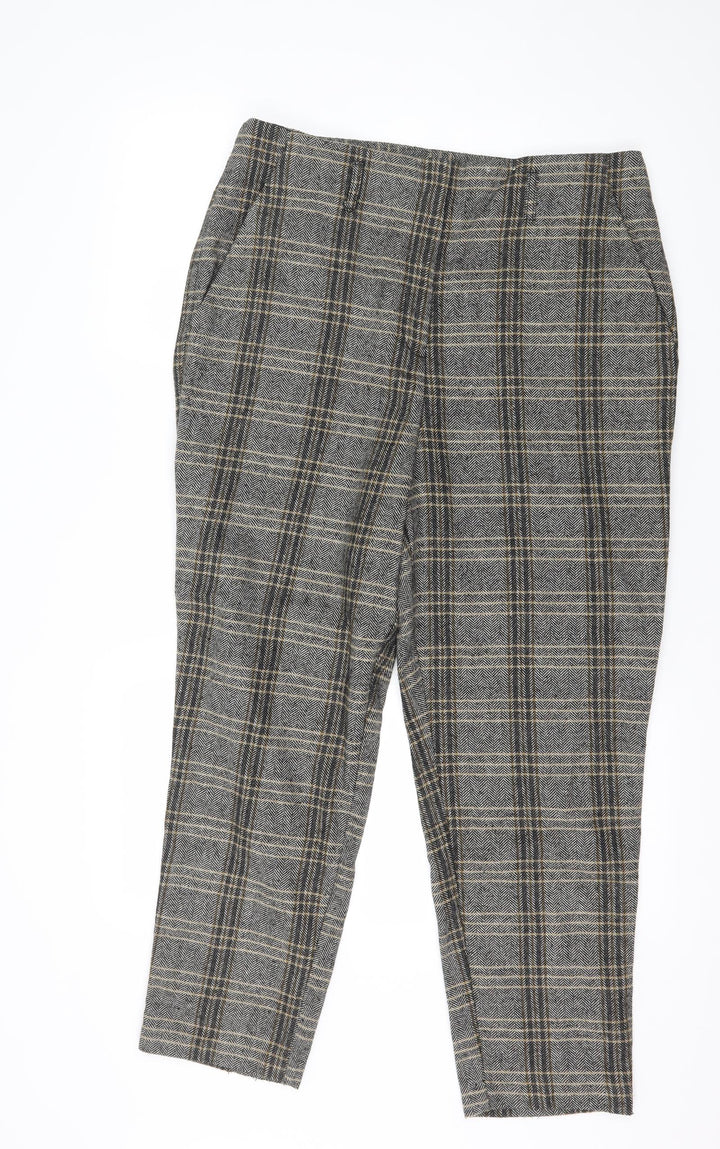 F&F Womens Grey Plaid Trousers Size 14 L26 in