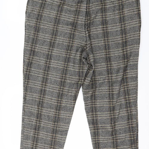 F&F Womens Grey Plaid  Trousers  Size 14 L26 in