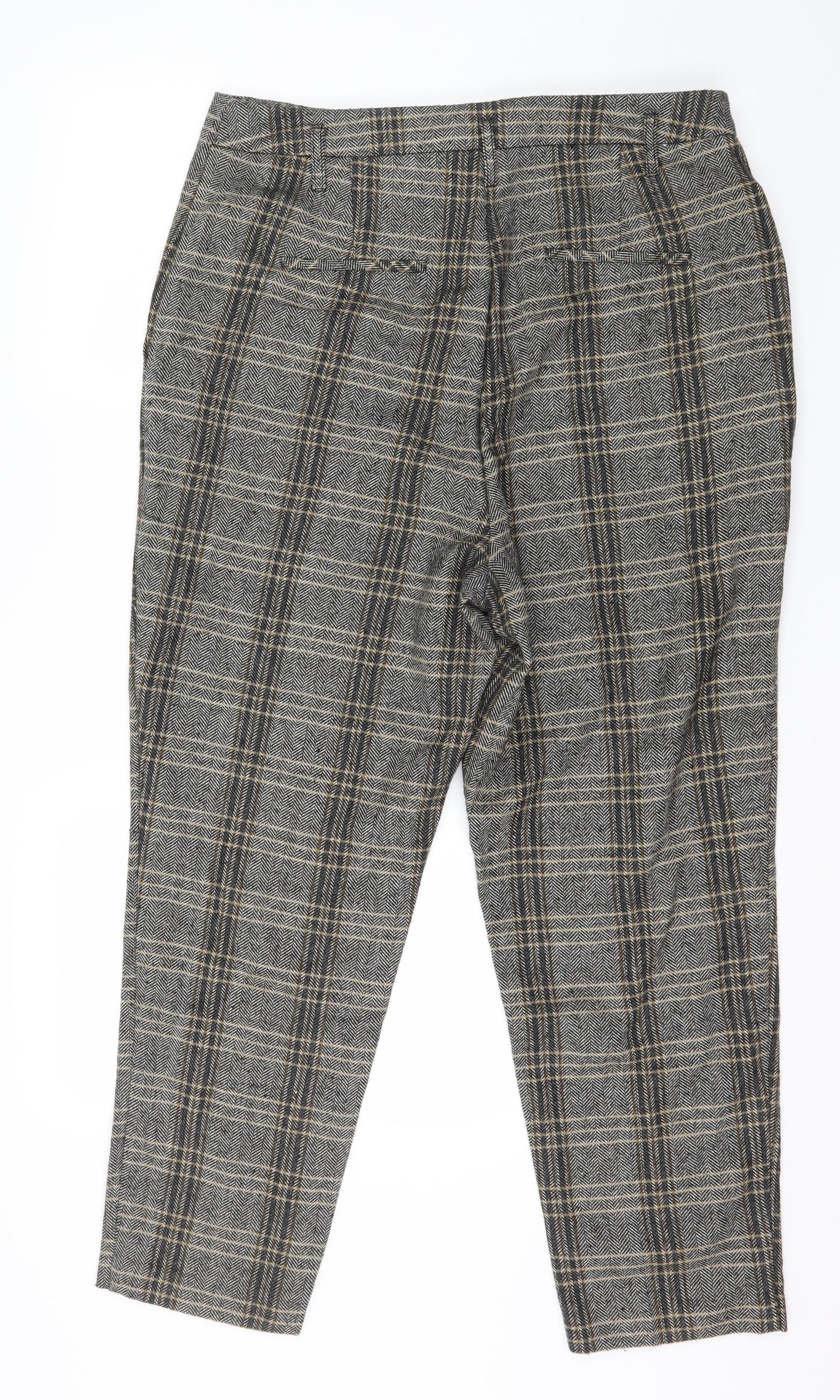 F&F Womens Grey Plaid  Trousers  Size 14 L26 in