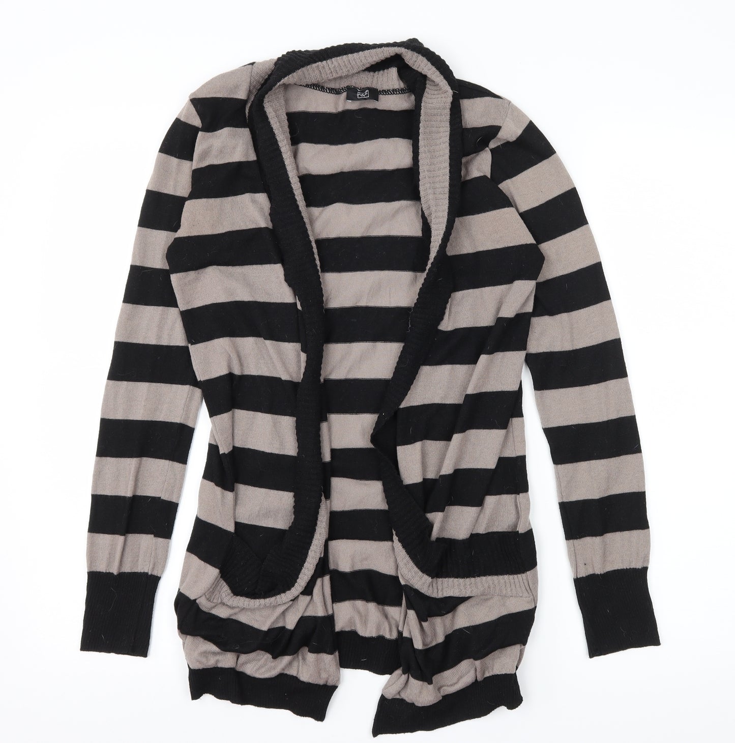 F&F Womens Brown Striped Knit Cardigan Jumper Size 10