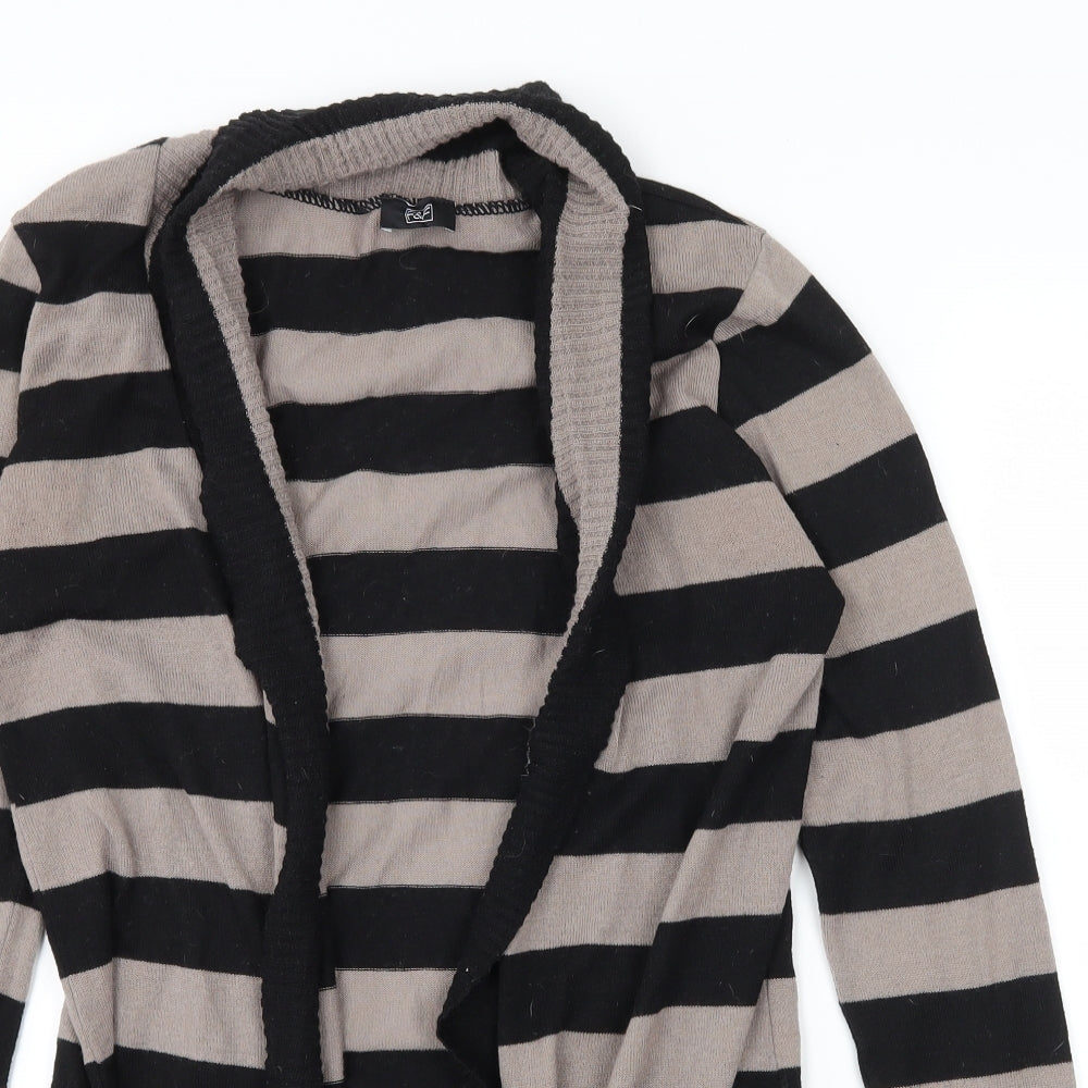 F&F Womens Brown Striped Knit Cardigan Jumper Size 10