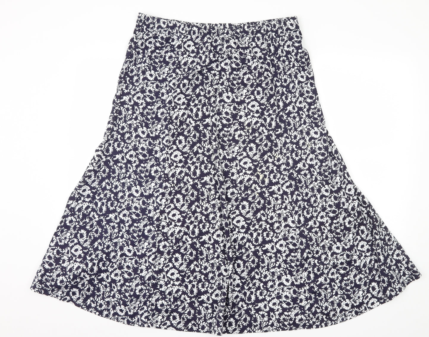 Viz-A-Viz Womens Blue Floral Jersey Flare Skirt Size 16