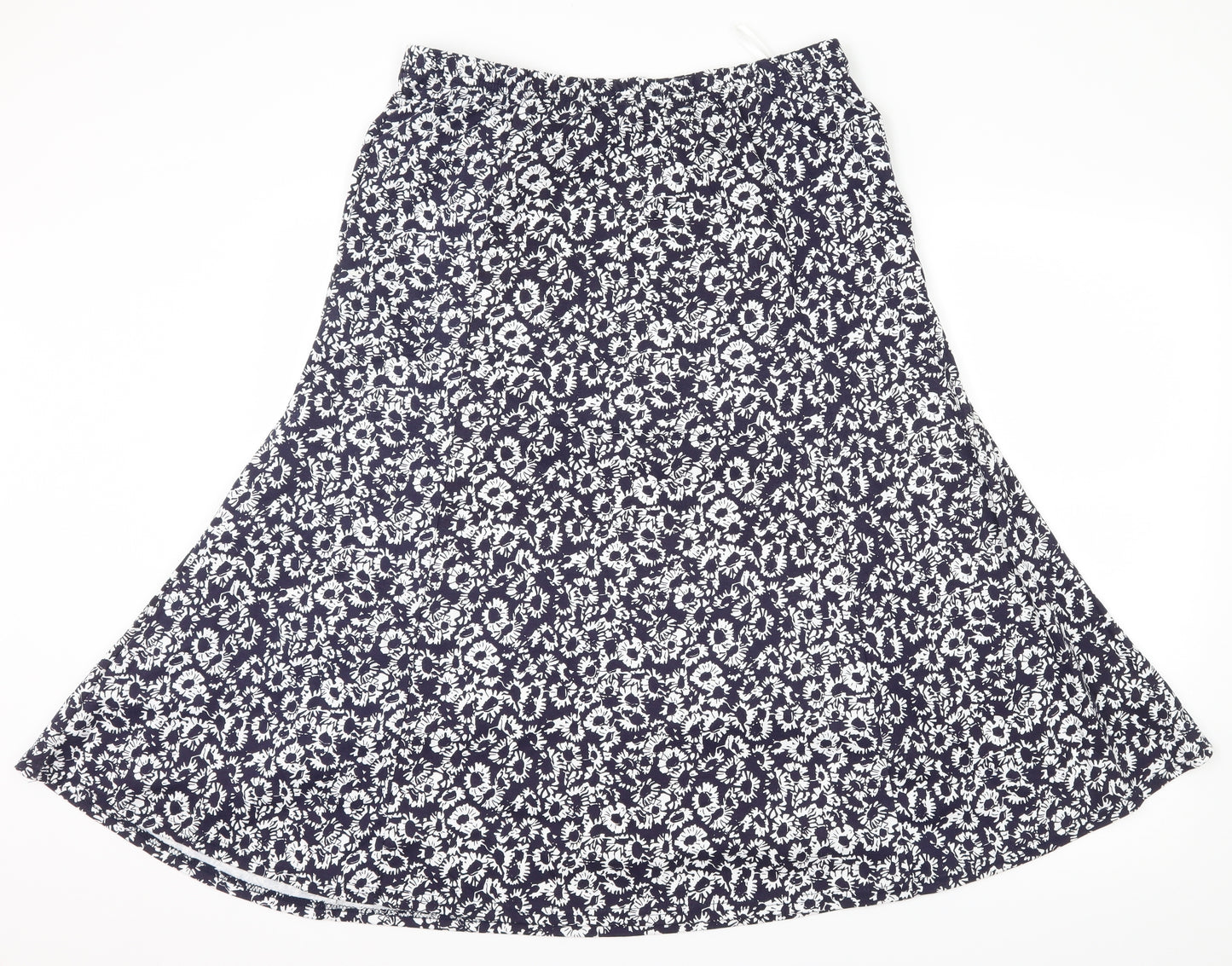 Viz-A-Viz Womens Blue Floral Jersey Flare Skirt Size 16