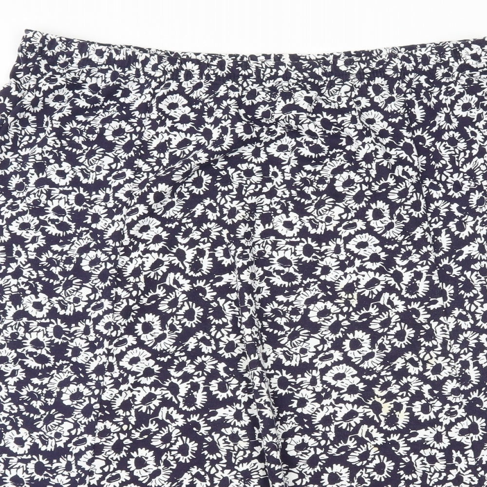 Viz-A-Viz Womens Blue Floral Jersey Flare Skirt Size 16