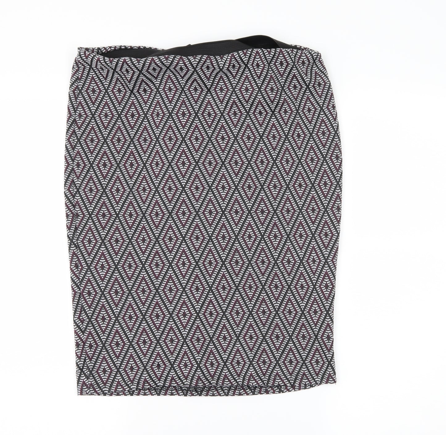 Primark Womens Grey Geometric Jersey Straight & Pencil Skirt Size 14