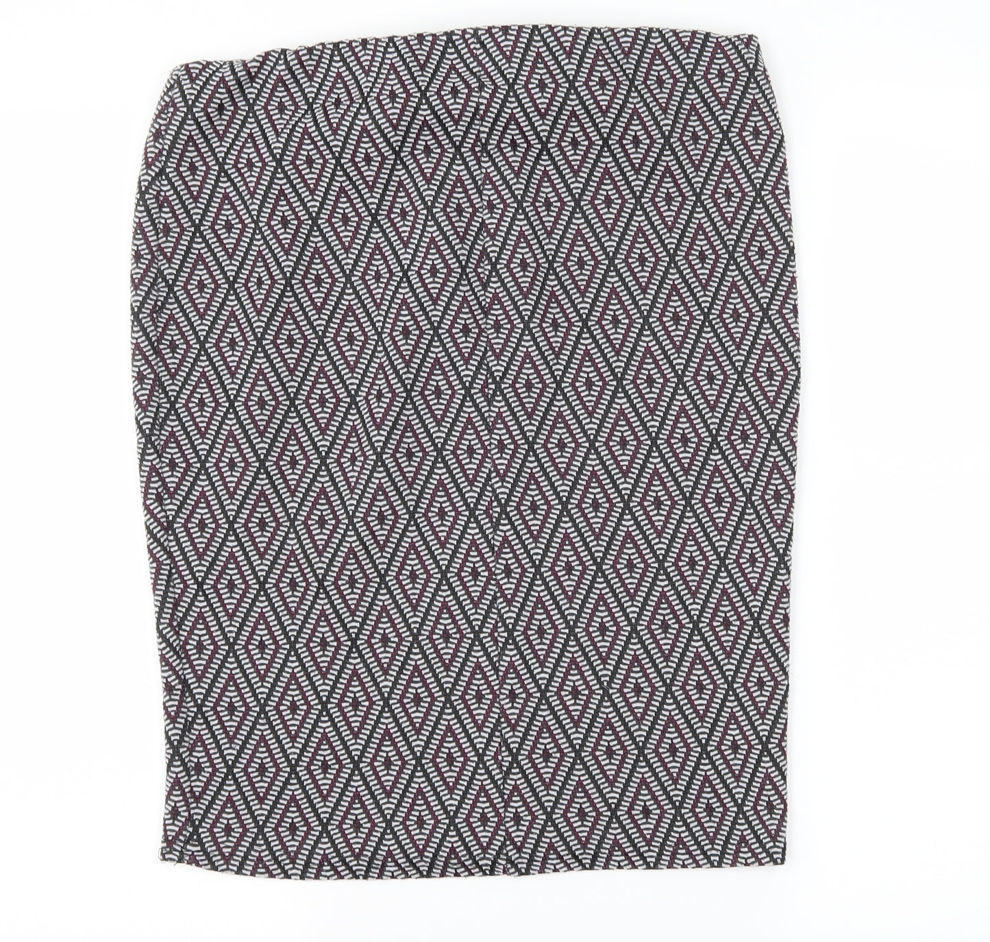 Primark Womens Grey Geometric Jersey Straight & Pencil Skirt Size 14