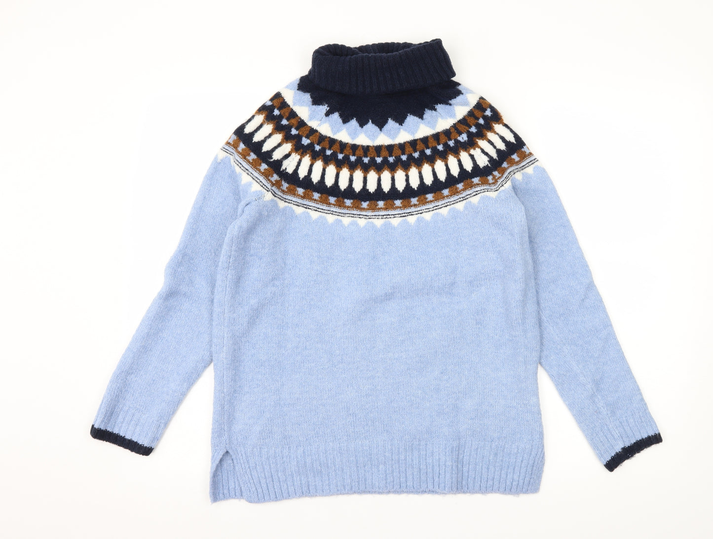 Marks and Spencer Womens Blue Geometric Knit Pullover Jumper Size XS