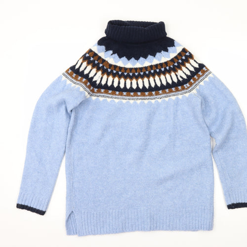 Marks and Spencer Womens Blue Geometric Knit Pullover Jumper Size XS
