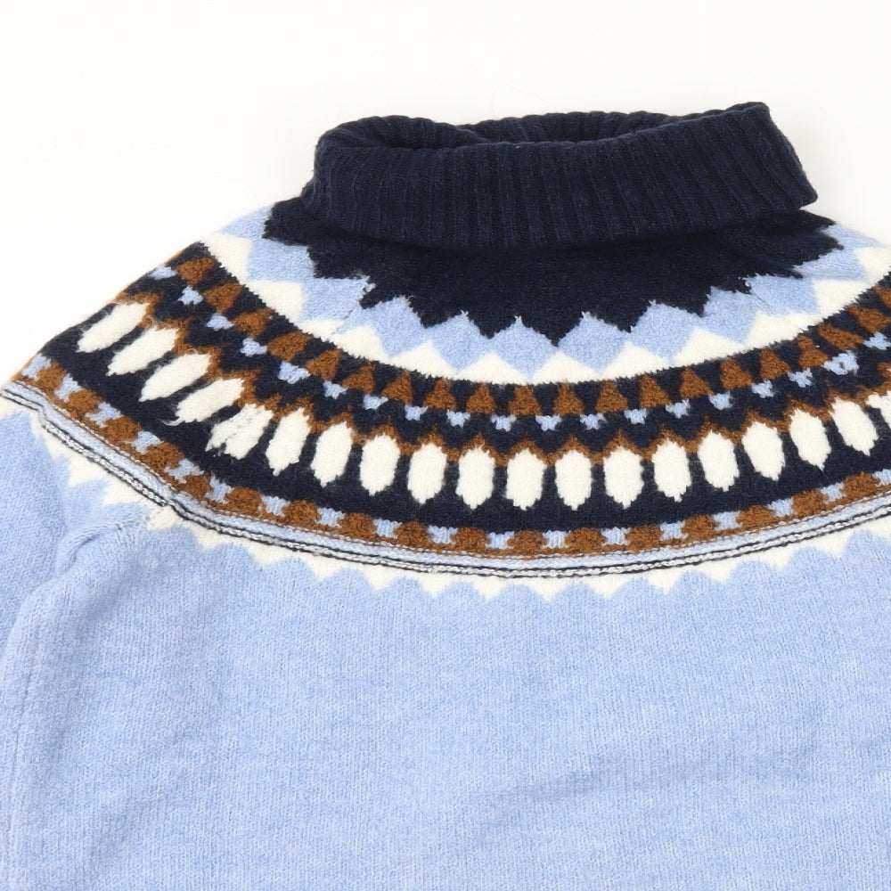 Marks and Spencer Womens Blue Geometric Knit Pullover Jumper Size XS