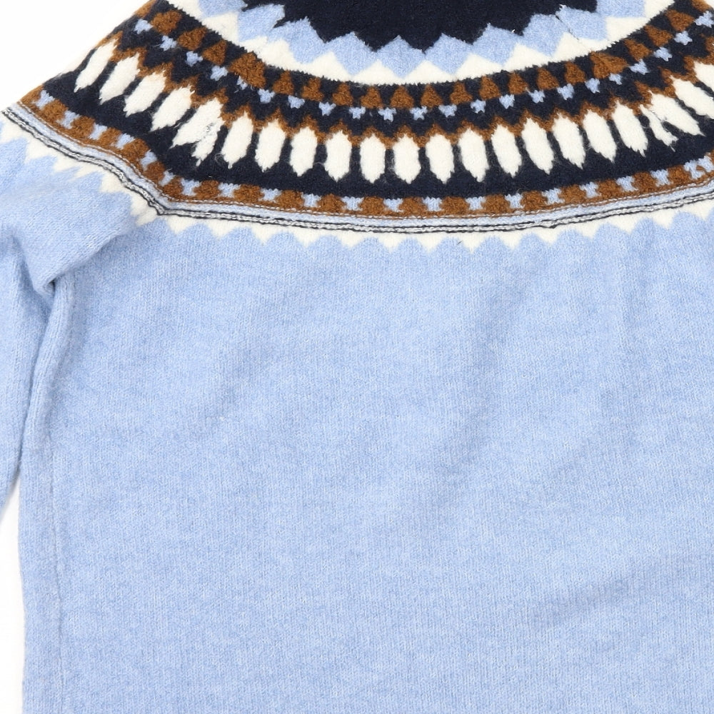 Marks and Spencer Womens Blue Geometric Knit Pullover Jumper Size XS
