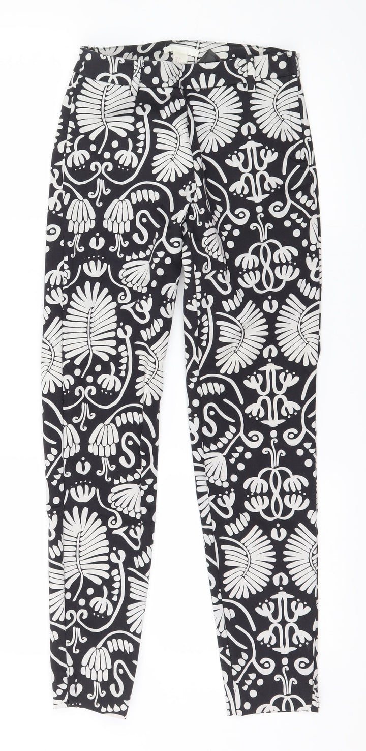 H&M Womens Black Geometric  Chino Trousers Size 4 L27 in