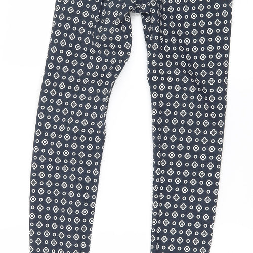 H&M Womens Blue Geometric Denim Skinny Jeans Size 4 L28 in