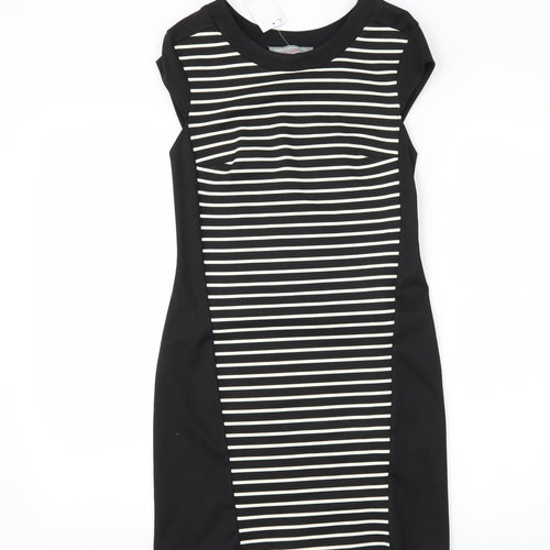 Dorothy Perkins Womens Black Striped Jersey Sheath  Size 4