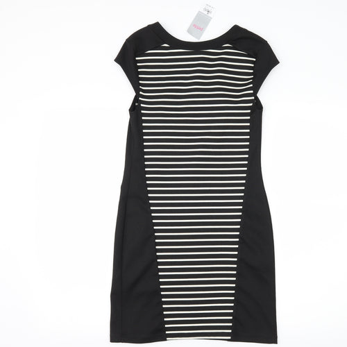 Dorothy Perkins Womens Black Striped Jersey Sheath  Size 4