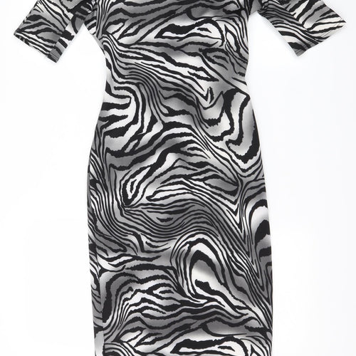 Dorothy Perkins Womens Grey Striped  A-Line  Size 6
