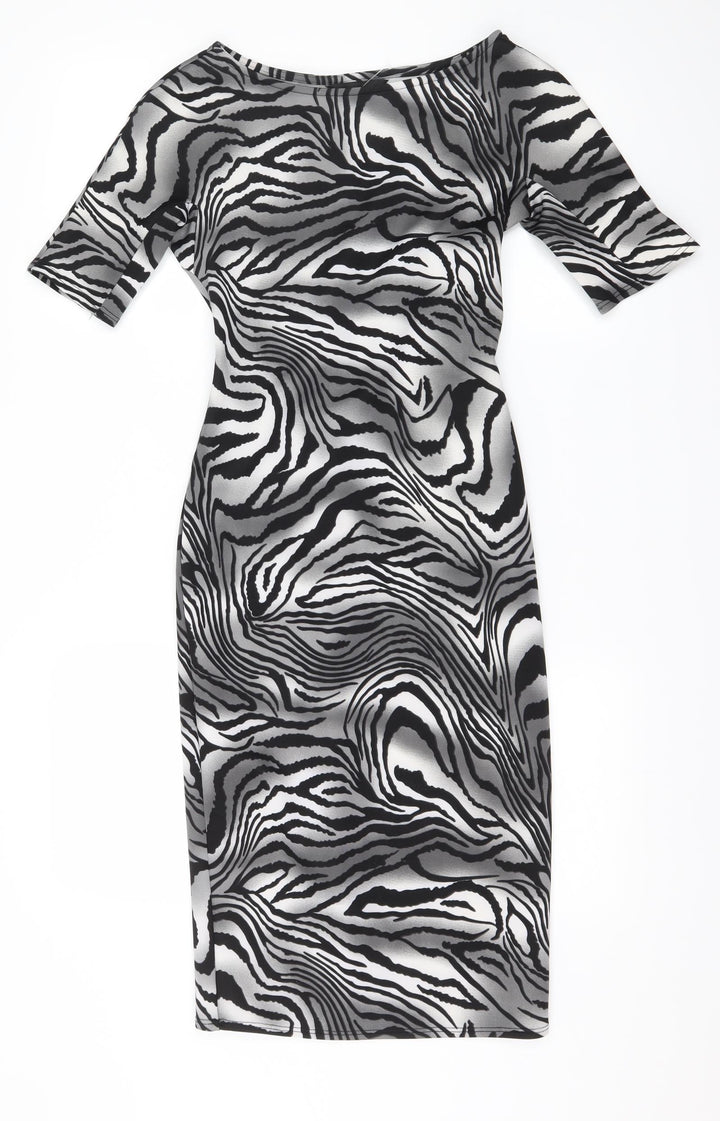 Dorothy Perkins Womens Grey Striped A-Line Size 6