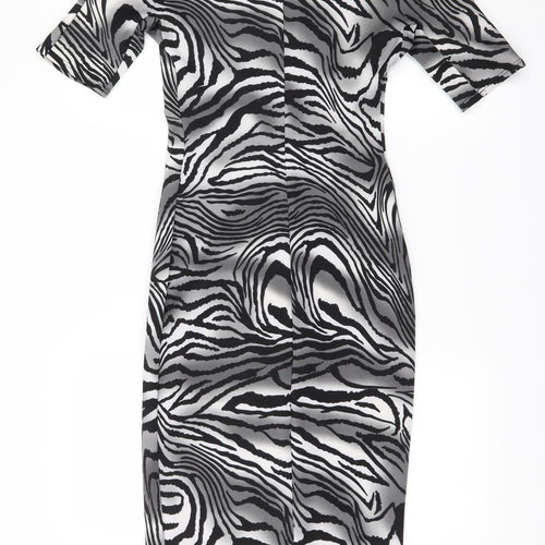 Dorothy Perkins Womens Grey Striped  A-Line  Size 6