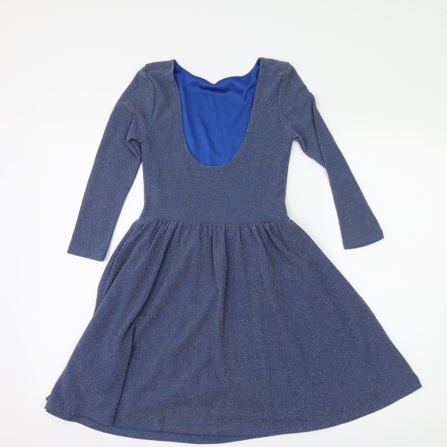 Topshop Womens Blue   Skater Dress  Size 8  - Low Back