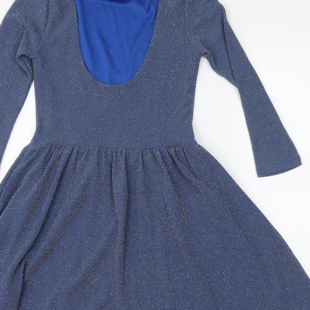 Topshop Womens Blue   Skater Dress  Size 8  - Low Back