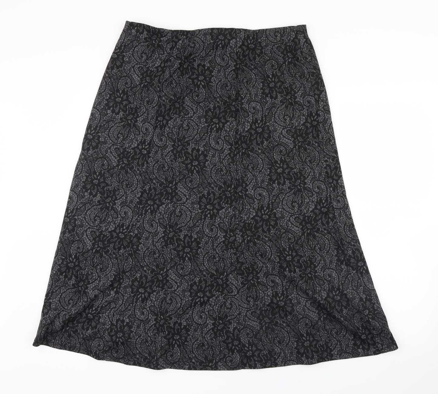 Bm collection Womens Grey Floral  A-Line Skirt Size 16