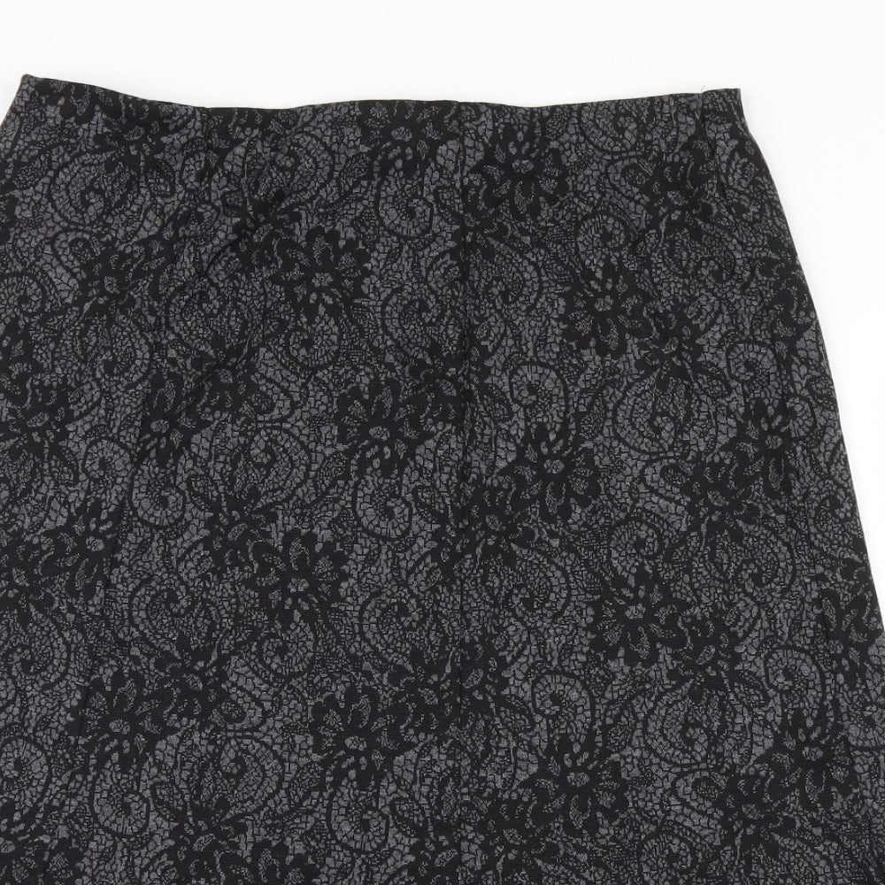 Bm collection Womens Grey Floral  A-Line Skirt Size 16