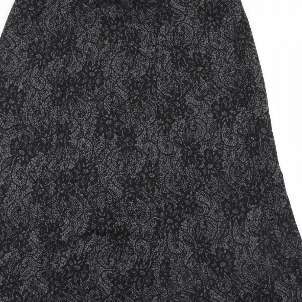 Bm collection Womens Grey Floral  A-Line Skirt Size 16
