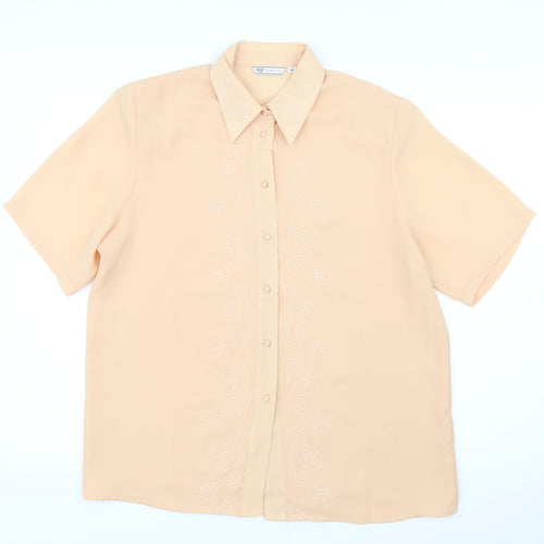 Kg Classics Womens Orange  Mesh Basic Blouse Size 14