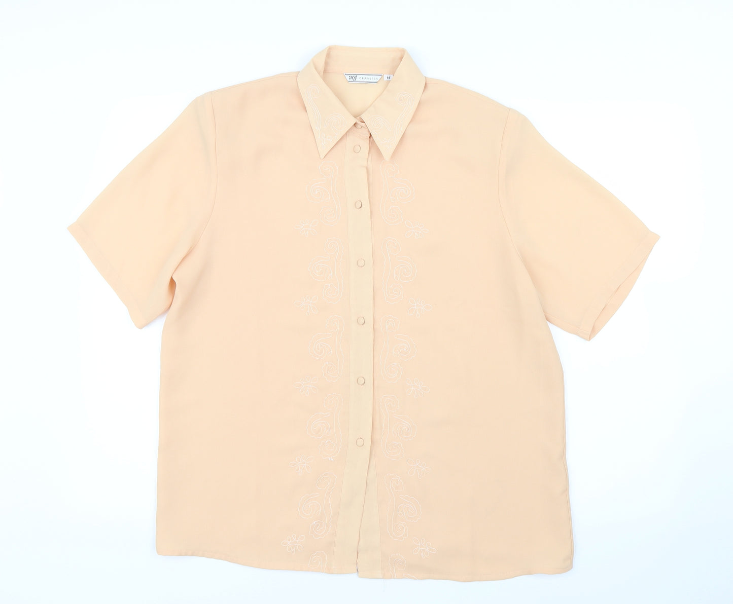 Kg Classics Womens Orange  Mesh Basic Blouse Size 14