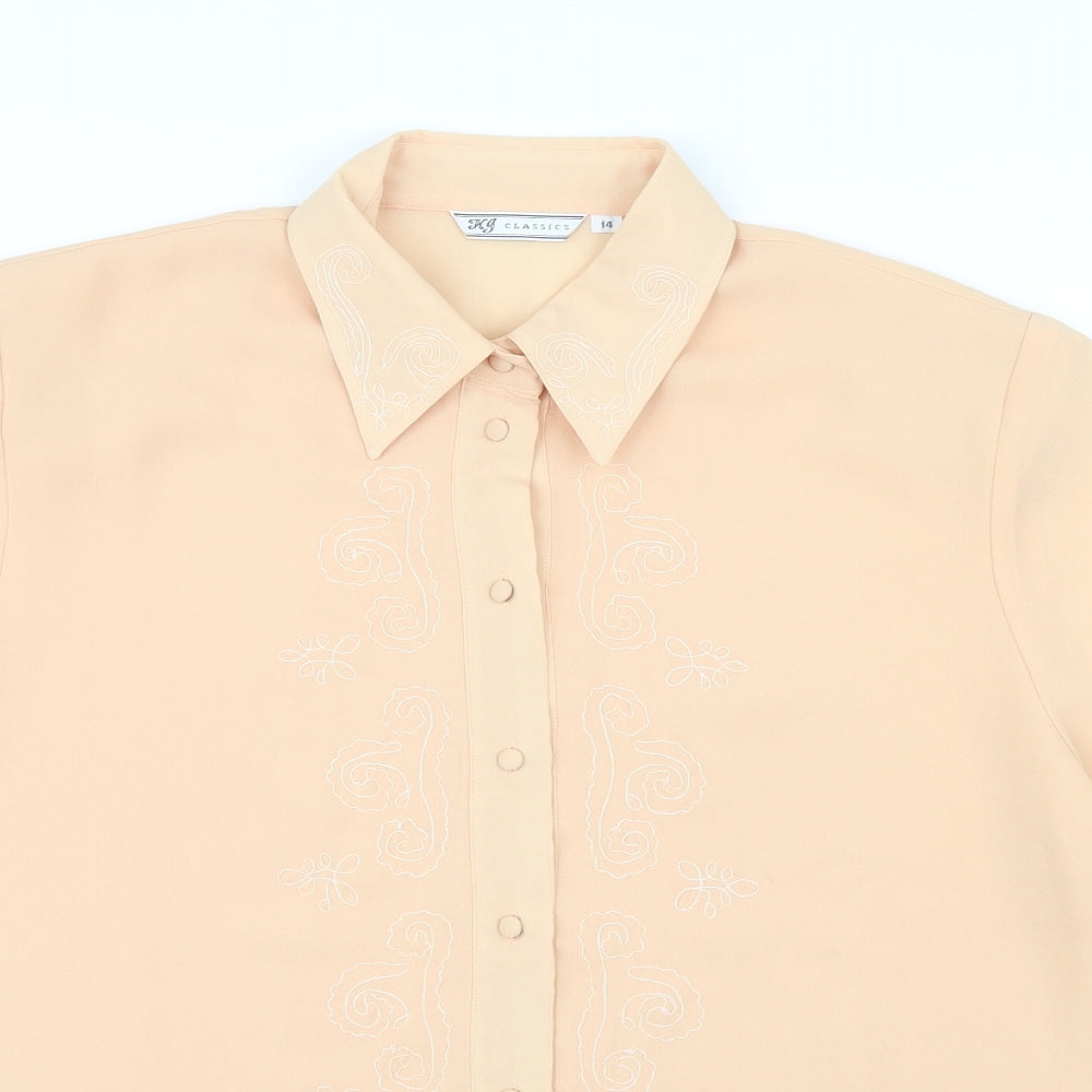 Kg Classics Womens Orange  Mesh Basic Blouse Size 14