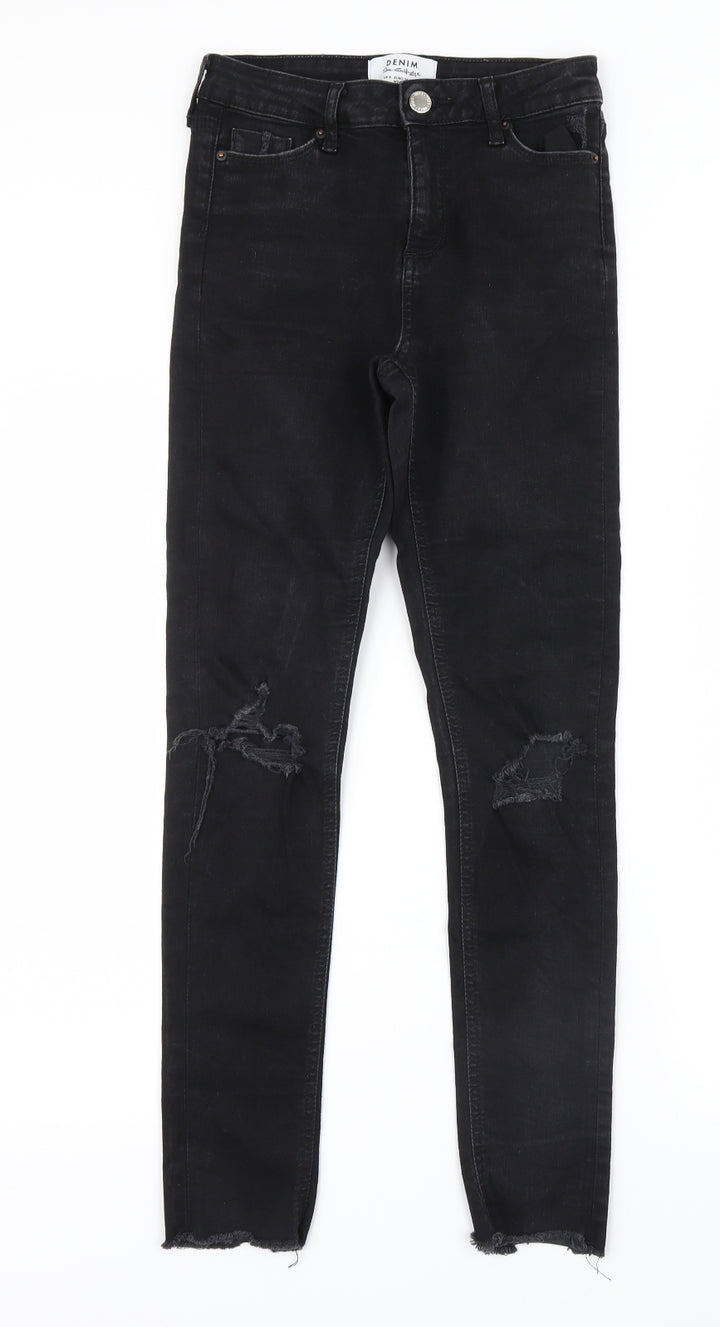 Miss Selfridge Womens Black Denim Straight Jeans Size 8 L27 in