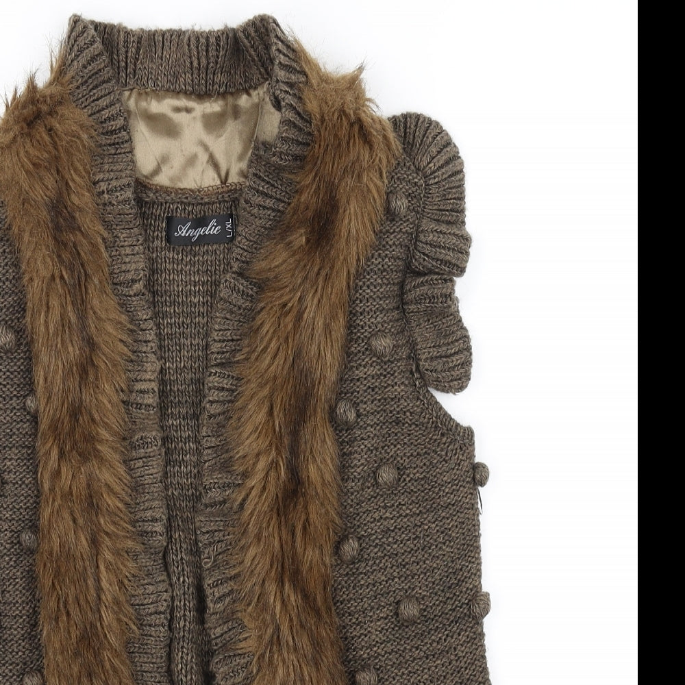 angelie Womens Brown   Cardigan Jumper Size L