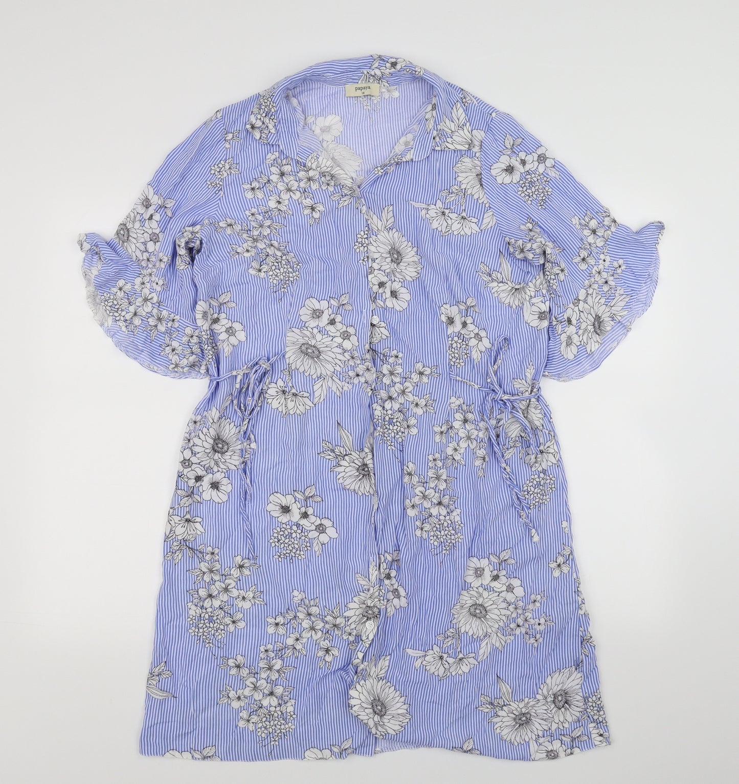 Papaya Womens Blue Floral  Fit & Flare  Size 14