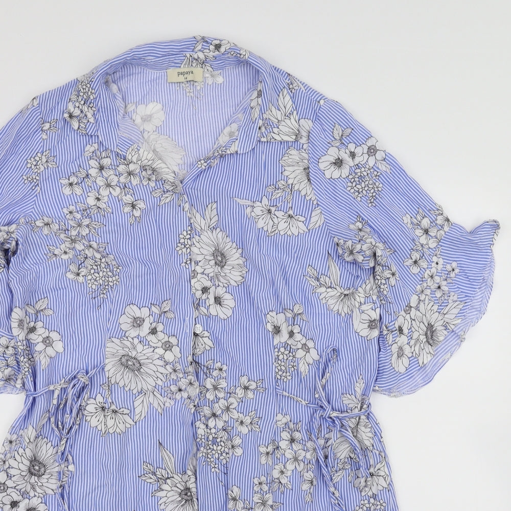 Papaya Womens Blue Floral  Fit & Flare  Size 14