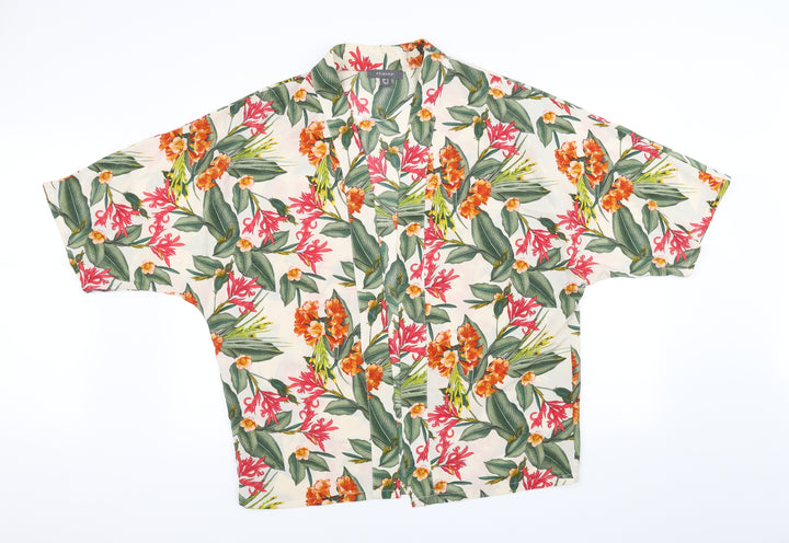 Primark Womens White Floral  Cardigan Jumper Size 14