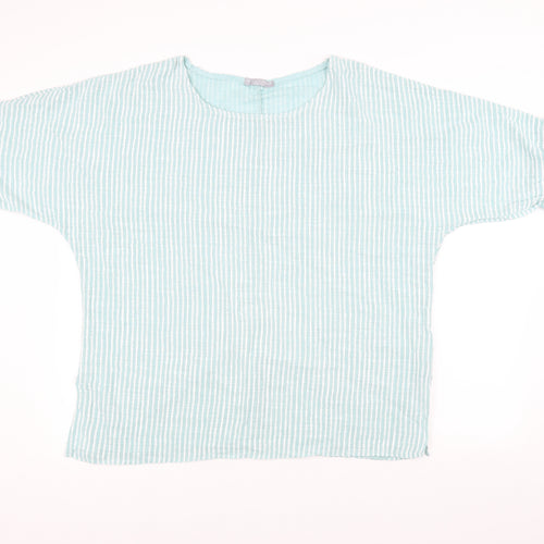 LV Clothing Womens Green Striped  Basic T-Shirt Size 40