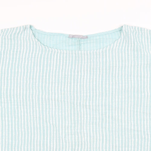 LV Clothing Womens Green Striped  Basic T-Shirt Size 40
