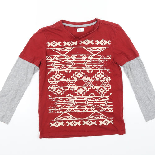 F&F Girls Red   Basic T-Shirt Size 8-9 Years