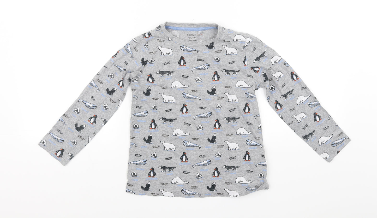 Primark Boys Grey   Basic T-Shirt Size 6-7 Years