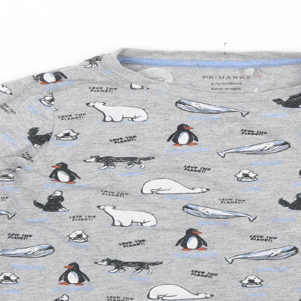 Primark Boys Grey   Basic T-Shirt Size 6-7 Years
