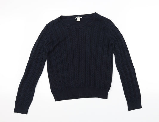 Front view of H&M men’s blue jumper, size M