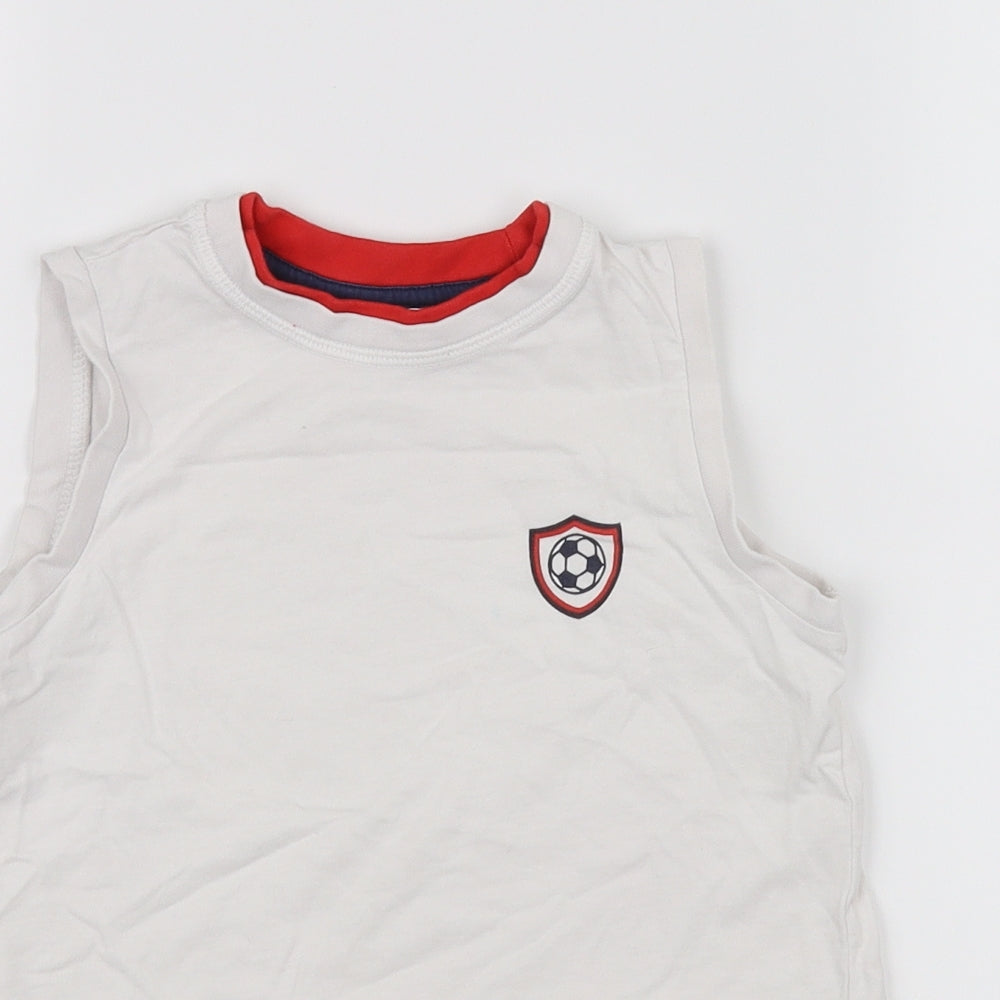 Mother care Boys White   Basic T-Shirt Size 5-6 Years