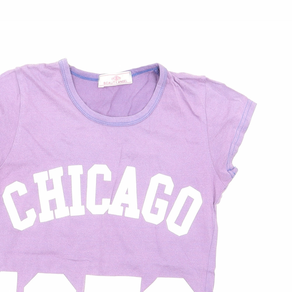 Beauty Angel Womens Purple  Jersey Basic T-Shirt Size S
