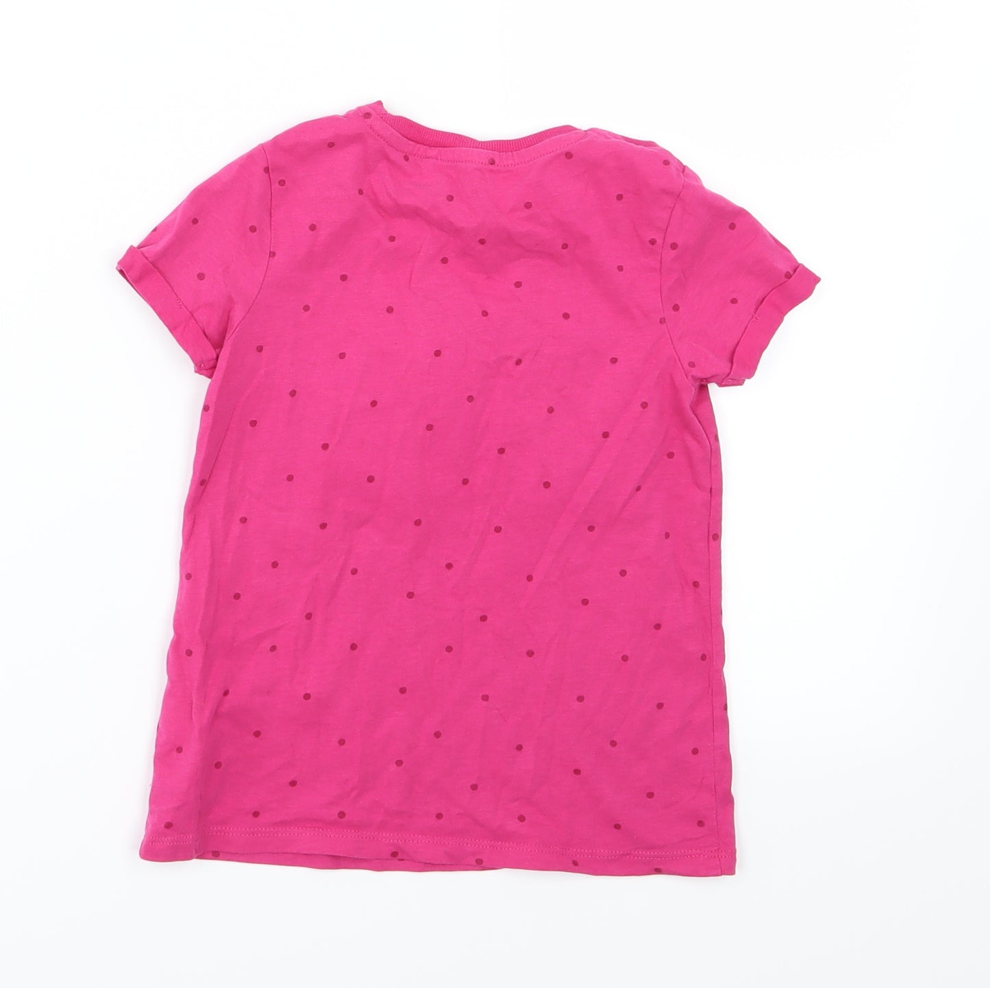 NEXT Girls Pink Polka Dot Jersey Basic T-Shirt Size 6 Years  - Rainbow