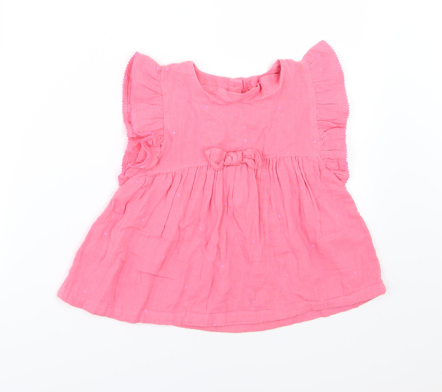 George Girls Pink Polka Dot Woven Basic T-Shirt Size 5-6 Years