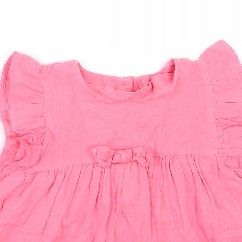 George Girls Pink Polka Dot Woven Basic T-Shirt Size 5-6 Years