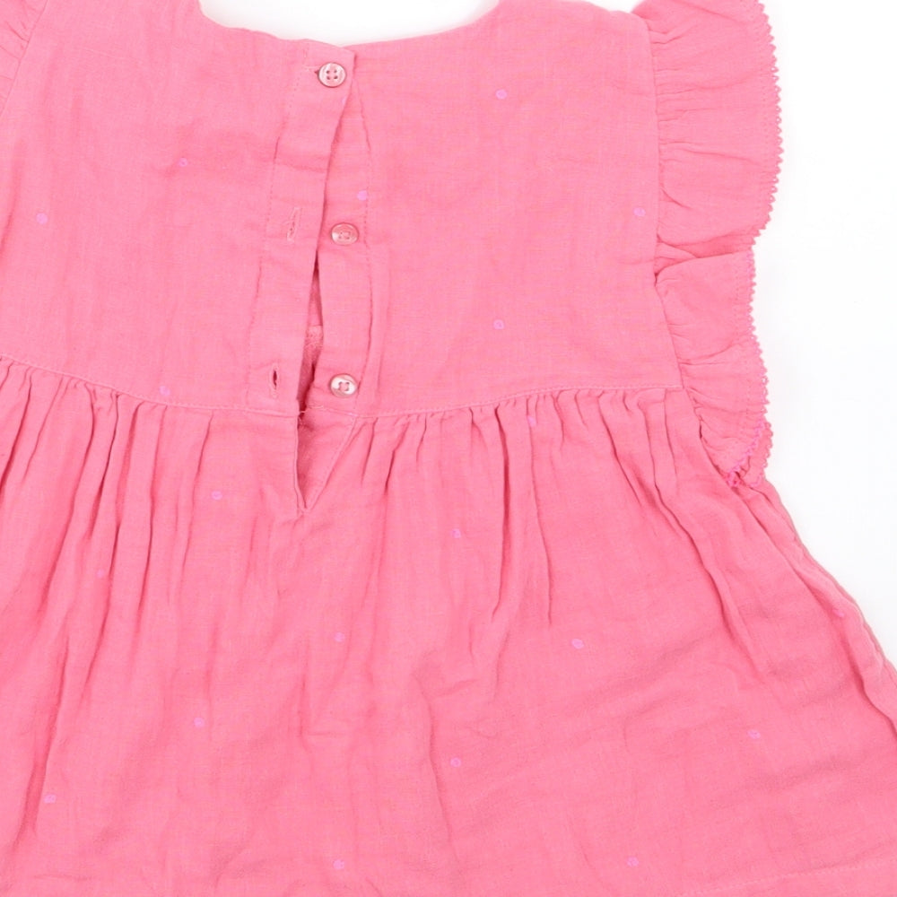 George Girls Pink Polka Dot Woven Basic T-Shirt Size 5-6 Years