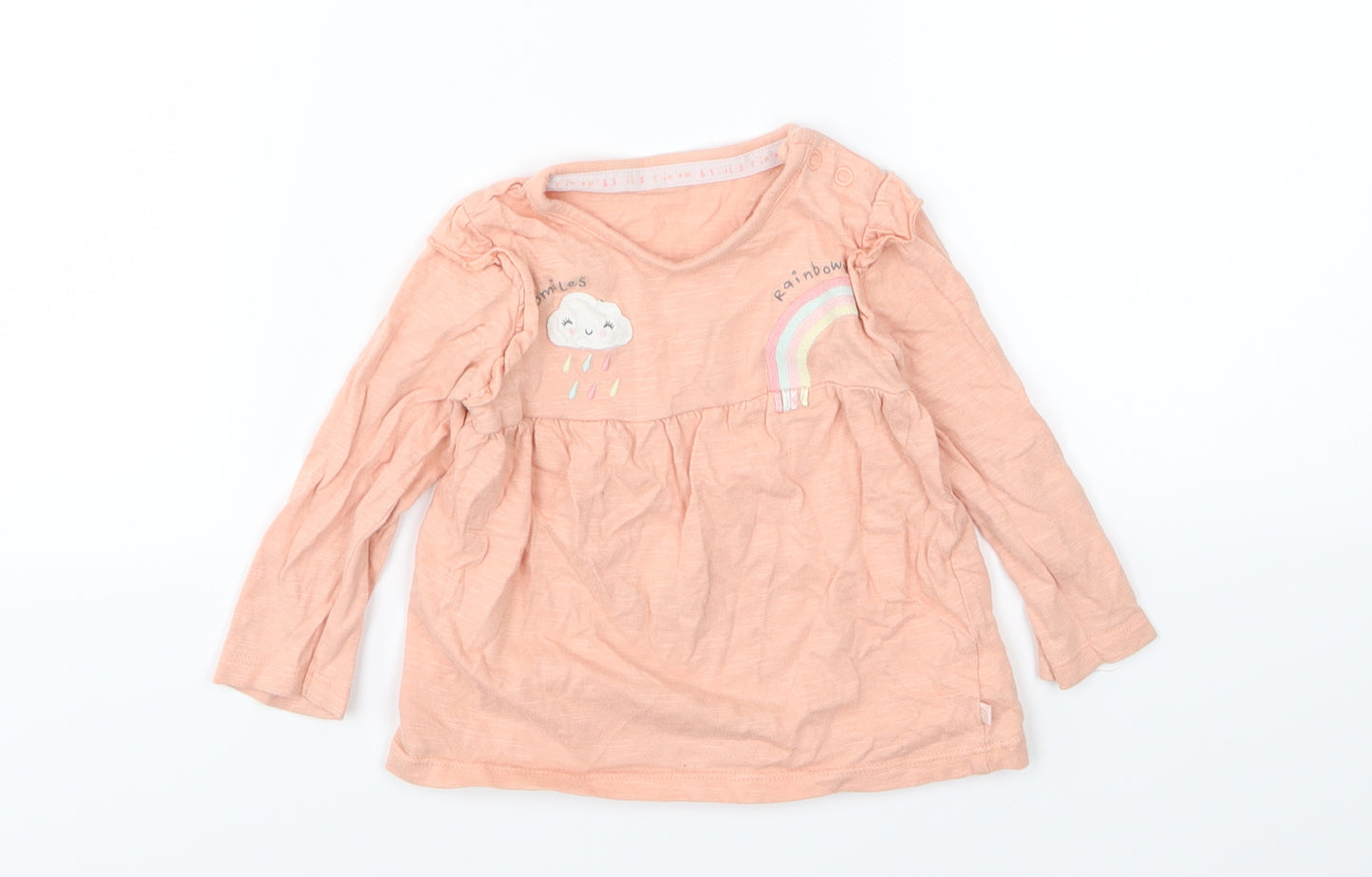 George Girls Orange  Jersey Basic T-Shirt Size 9-12 Months  - Rainbow