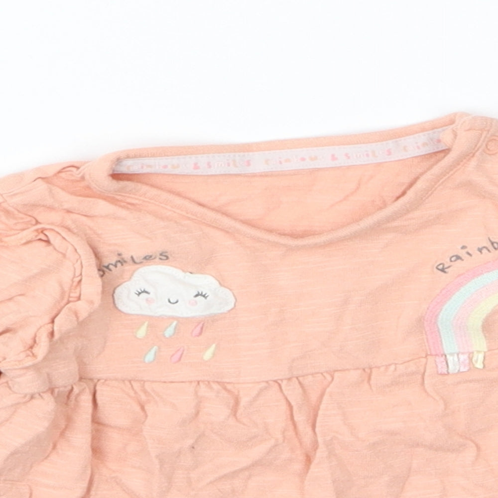 George Girls Orange  Jersey Basic T-Shirt Size 9-12 Months  - Rainbow