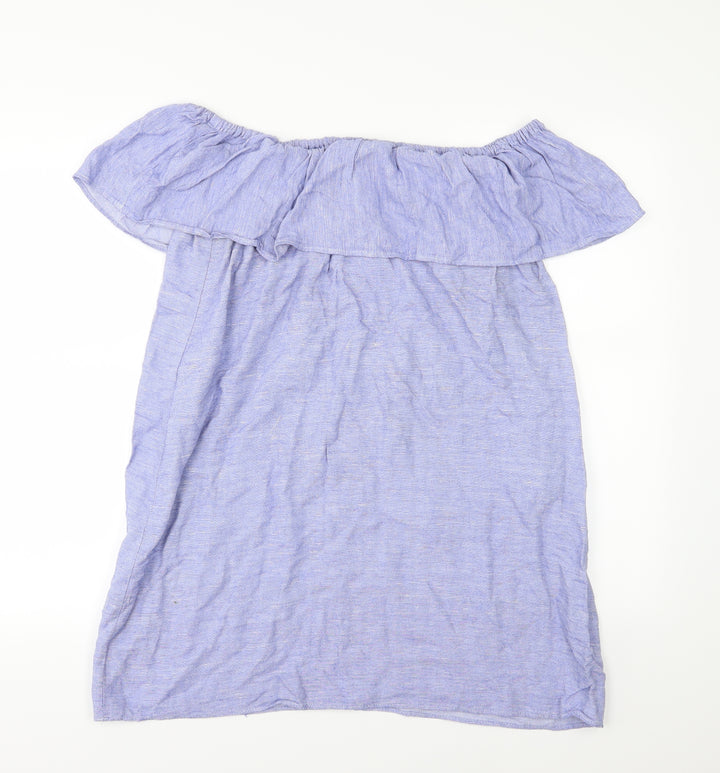 Zara Womens Blue Woven T-Shirt Dress Size S