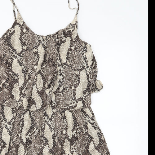 H&M Womens Brown Animal Print Jersey A-Line  Size M